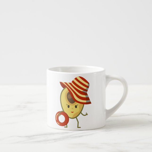 Avocado beach girl with sun hat and swim ring espresso cup (Right)