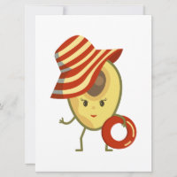 Avocado beach girl with sun hat and swim ring