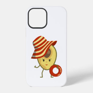 Avocado beach girl with sun hat and swim ring iPhone 12 pro case