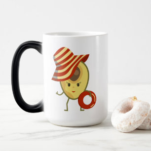 Avocado beach girl with sun hat and swim ring magic mug