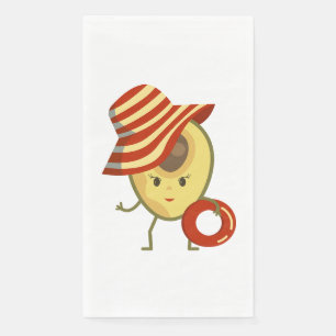 Avocado beach girl with sun hat and swim ring napkin
