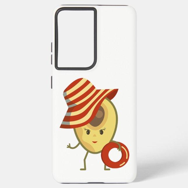 Avocado beach girl with sun hat and swim ring samsung galaxy s21+ case (Back)