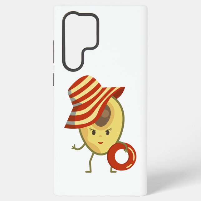 Avocado beach girl with sun hat and swim ring samsung galaxy s22 ultra case (Back)