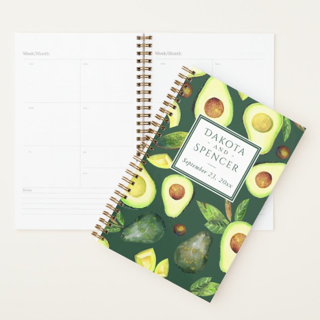 Avocado Blossoms | Dark Green Rustic Fruit Pattern Planner (Display)