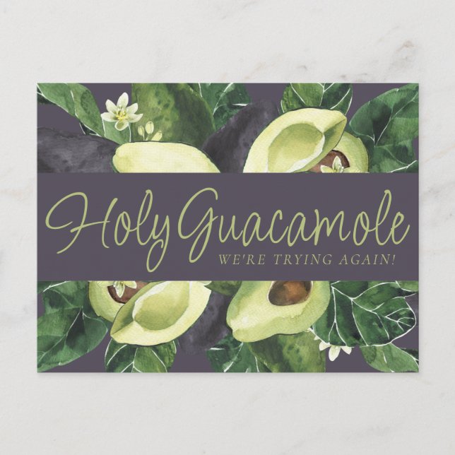 Avocado Blossoms | Punny Rustic New Wedding Date Postcard (Front)