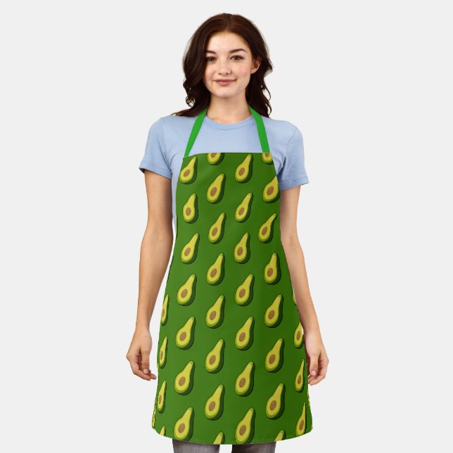 Avocado Chef Apron - Green Graphic Custom Gift (Worn)