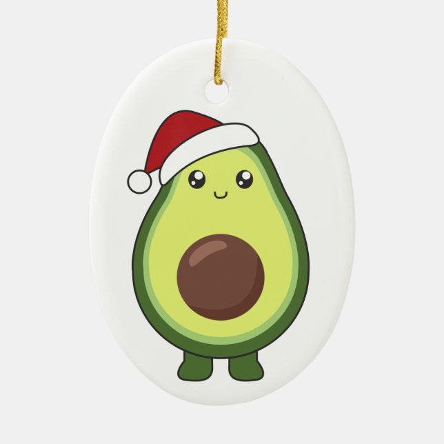 Avocado Christmas Lights Funny Avocados Adult Clot Ceramic Ornament (Front)
