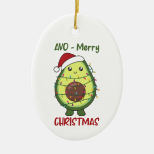 Avocado Christmas Lights Funny Avocados Adult Clot Ceramic Ornament