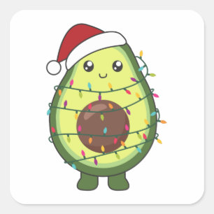 Avocado Christmas Lights Funny Avocados Square Sticker