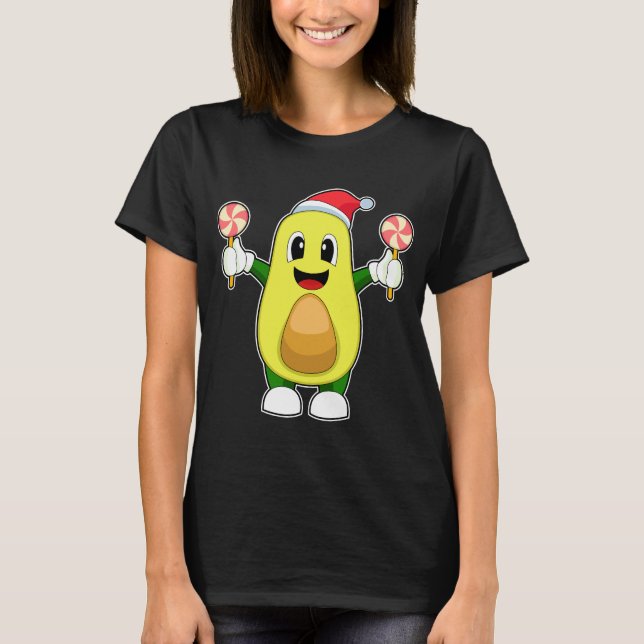 Avocado Christmas Lollipop T-Shirt (Front)