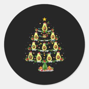 Avocado Christmas Tree Lights Funny Avocado Xmas T Classic Round Sticker