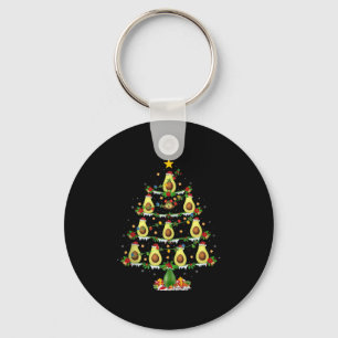 Avocado Christmas Tree Lights Funny Avocado Xmas T Keychain