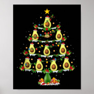 Avocado Christmas Tree Lights Funny Avocado Xmas T Poster