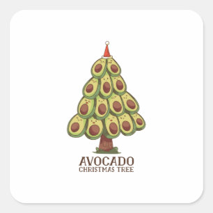 Avocado christmas tree square sticker