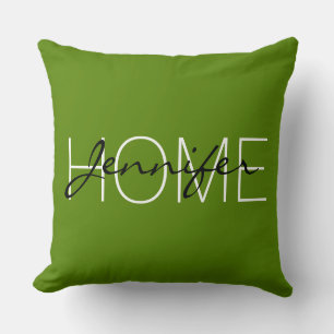 Avocado colour home monogram throw pillow