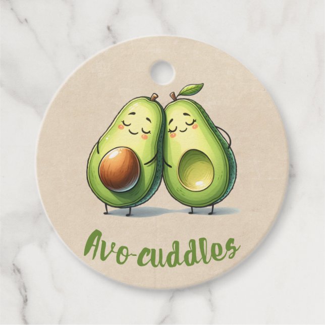 Avocado Couple  Favour Tags (Front)
