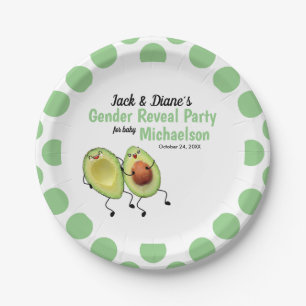 Avocado Couple Gender Reveal Party Paper Plate