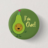 Avocado Cute 1st Birthday Button Pin