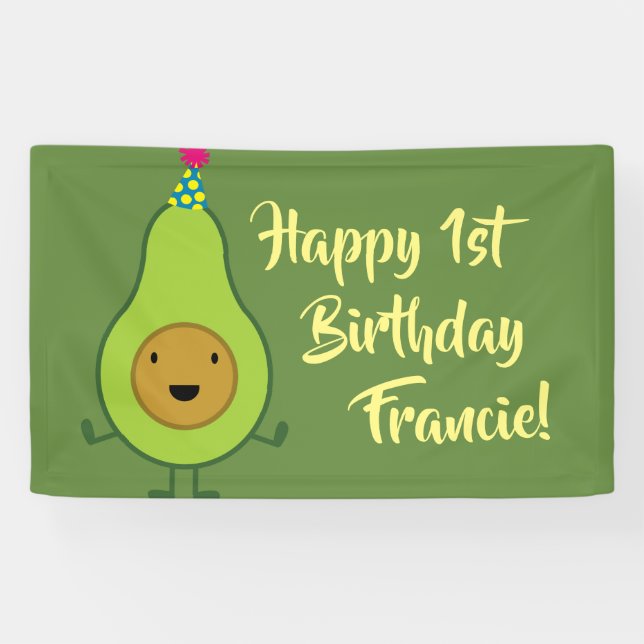Avocado Cute 1st Birthday Party Banner Decor (Horizontal)