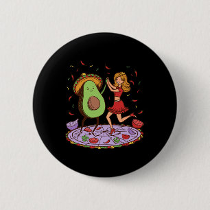 Avocado Dancing Salsa Cinco De Mayo Mexican Avocad 2 Inch Round Button