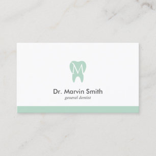 Avocado Dentist Monogram Tooth Dental Appointment Card