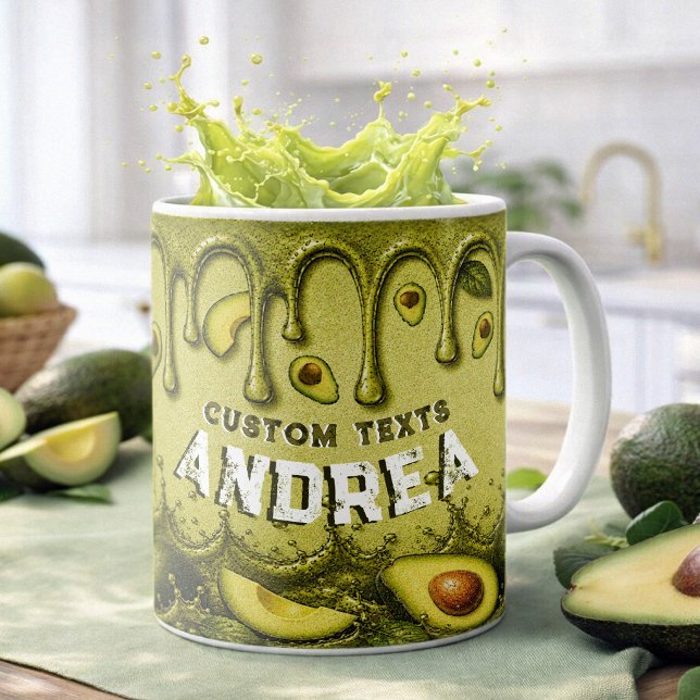 Avocado Drip Retro Favour | Earthy Light Green Nam Coffee Mug (Creator Uploaded)