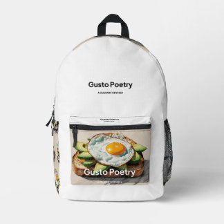 Avocado & Egg Toast Gusto Poetry Printed Backpack