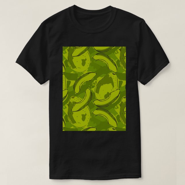 Avocado Fashionable Foliage Drawing T-Shirt (Design Front)