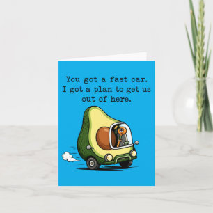 Avocado Fast Car Funny Fruit Driver 1 Card