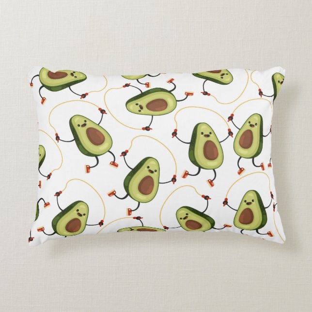 Avocado Fitness: Cute Vintage Pattern Accent Pillow (Front)