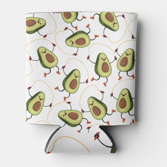 Avocado Fitness: Cute Vintage Pattern Can Cooler (Front)
