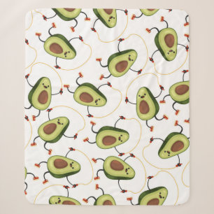 Avocado Fitness: Cute Vintage Pattern Sherpa Blanket