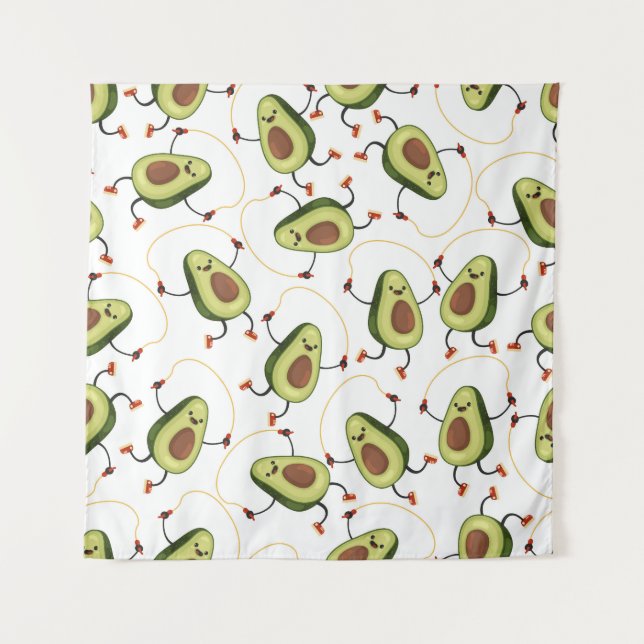 Avocado Fitness: Cute Vintage Pattern Tapestry (Front)