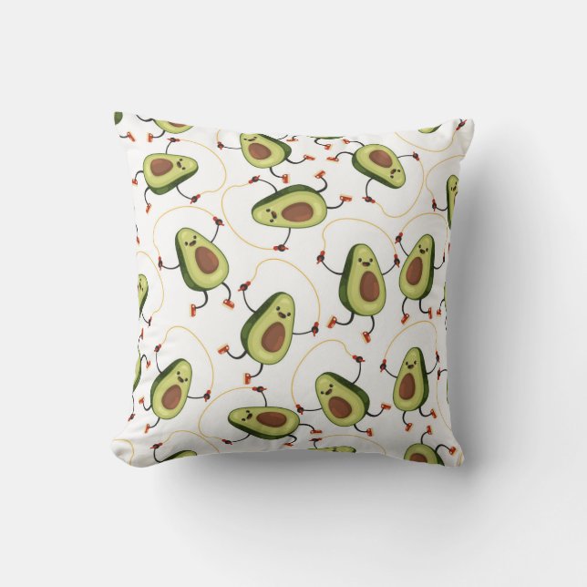 Avocado Fitness: Cute Vintage Pattern Throw Pillow (Front)