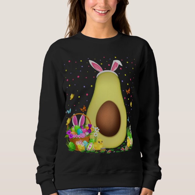 Avocado Fruit Easter Egg Hunt Bunny Avocado Easter Sweatshirt (Front)
