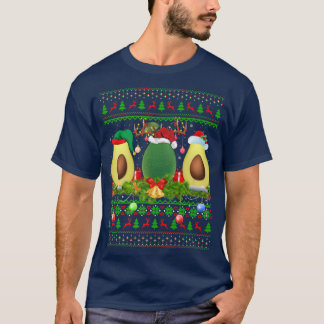 Avocado Fruit Lover Xmas Santa Ugly Avocado Christ T-Shirt