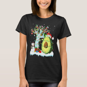 Avocado Fruit Xmas Tree Lighting Santa Hat Avocado T-Shirt