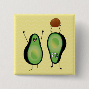 Avocado funny cheering handstand green pit 2 inch square button