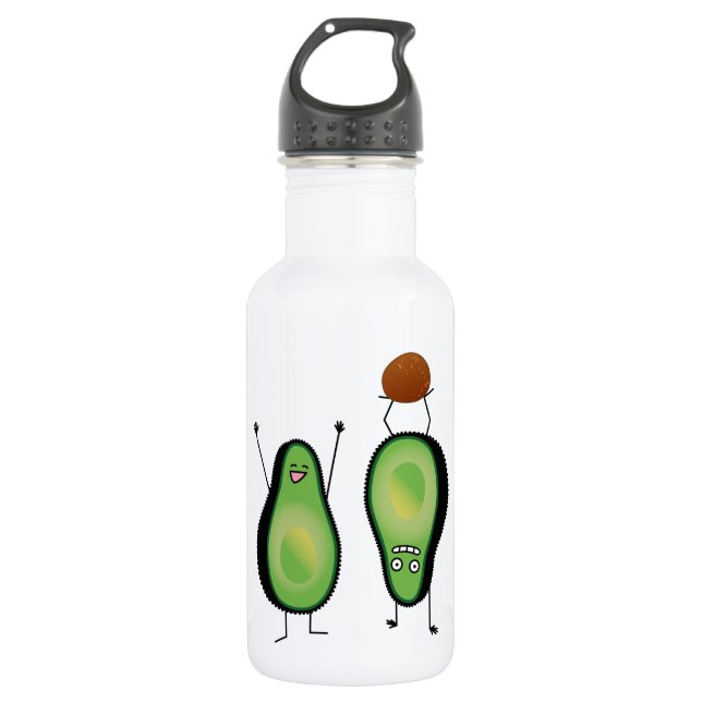 Avocado funny cheering handstand green pit 532 ml water bottle (Front)