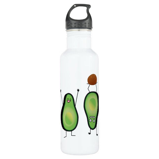 Avocado funny cheering handstand green pit 710 ml water bottle (Front)