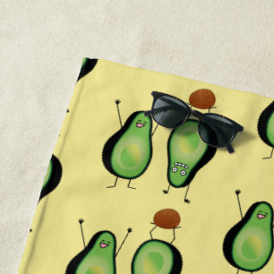 Avocado funny cheering handstand green pit beach towel