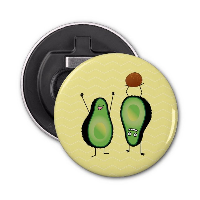 Avocado funny cheering handstand green pit bottle opener (Front)