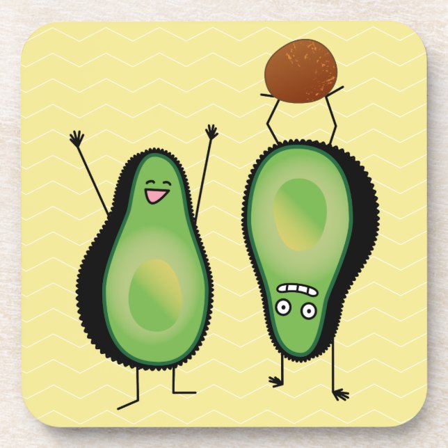 Avocado funny cheering handstand green pit coaster (Front)