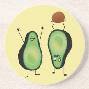 Avocado funny cheering handstand green pit coaster