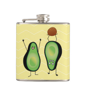 Avocado funny cheering handstand green pit hip flask