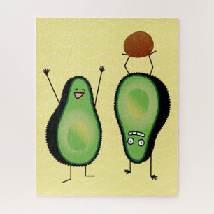 Avocado funny cheering handstand green pit jigsaw puzzle