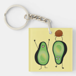 Avocado funny cheering handstand green pit keychain