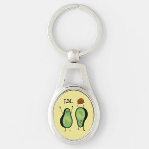Avocado funny cheering handstand green pit keychain
