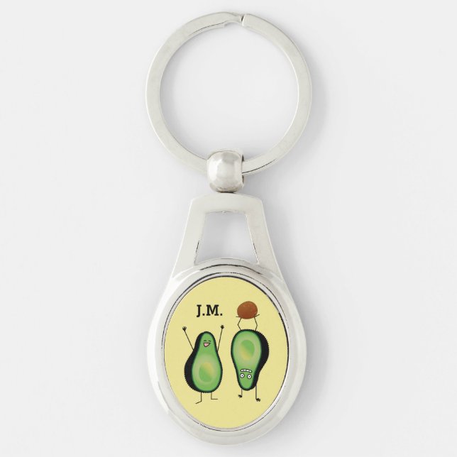 Avocado funny cheering handstand green pit keychain (Front)