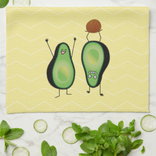 Avocado funny cheering handstand green pit kitchen towel